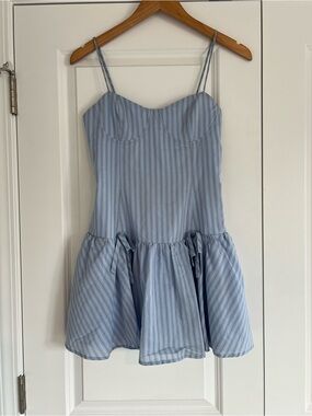 Light Blue Striped Spaghetti Strap Dress